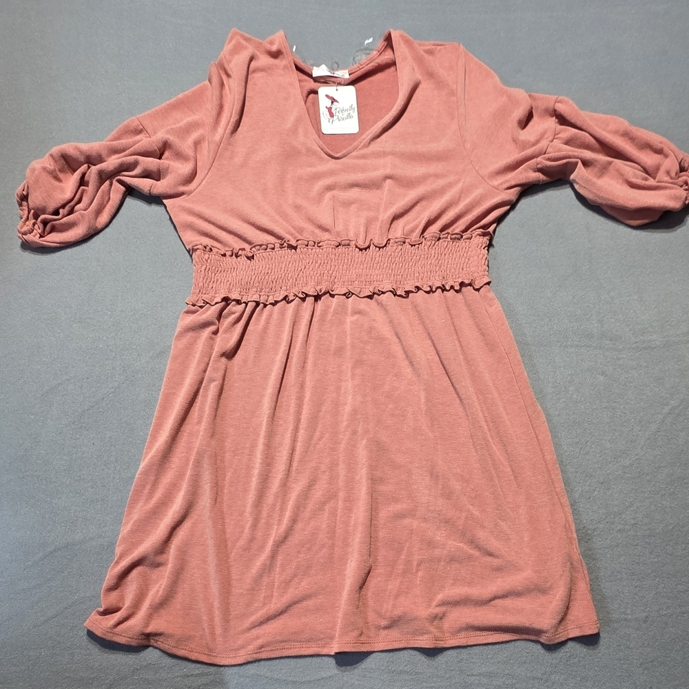 NWT Perfectly Priscilla Women's Casual Dress in Dusty Salmom 1X PTP 24